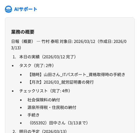 AIサポートを利用している様子